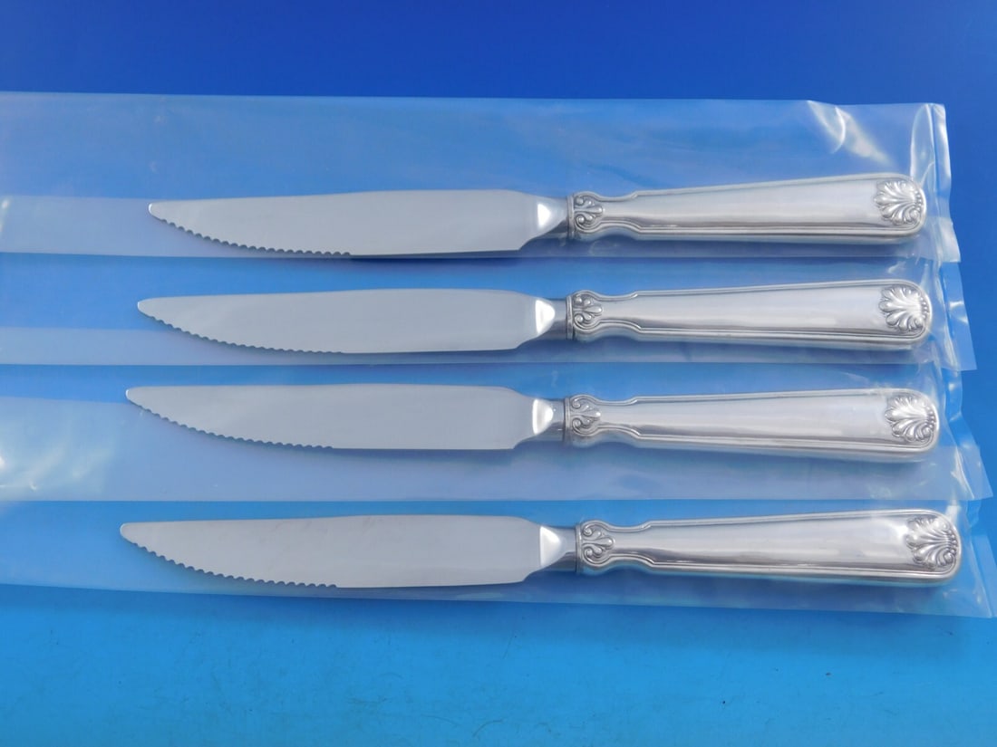 4 Piece Tiffany & Co Shell and Thread Sterling Silver Steak Knives Custom (1 of 7)