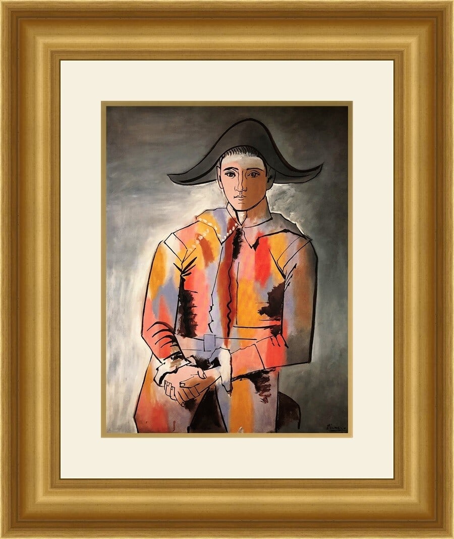 Pablo Picasso Harlequin with Folded Hands Custom Framed Lithograph Print (1 of 1)