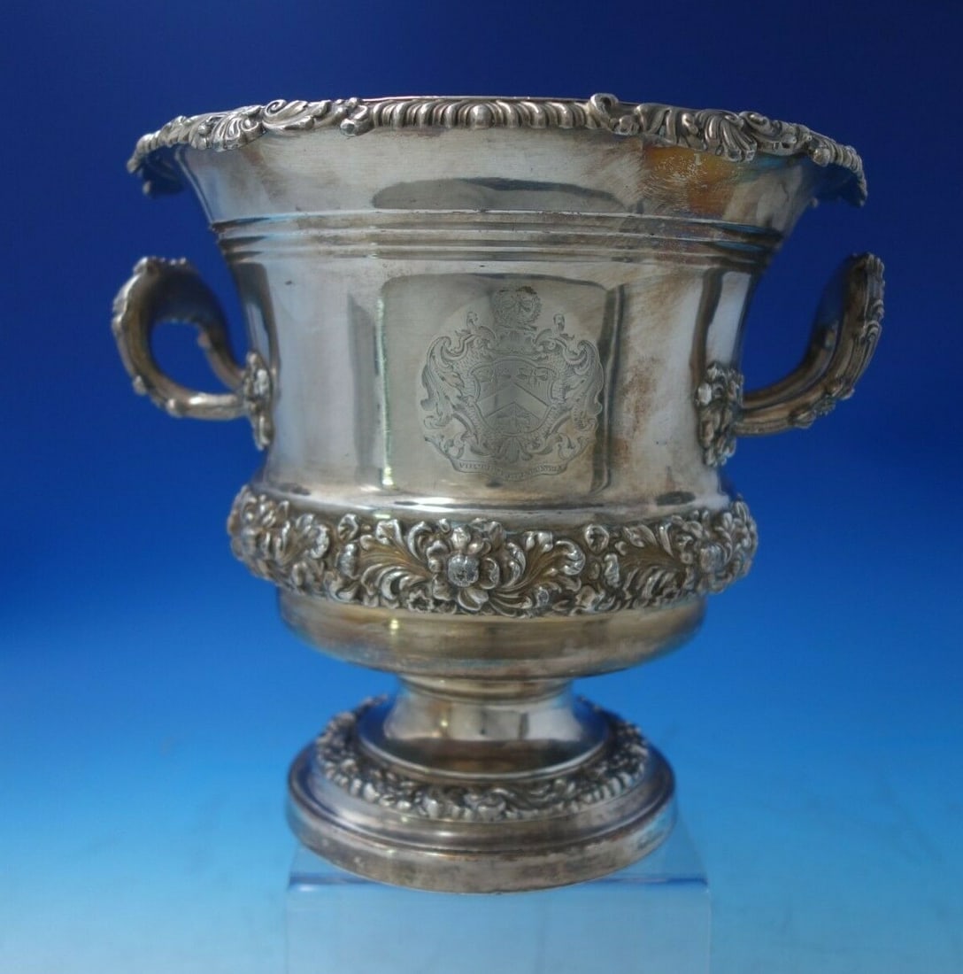 Antique Silverplate on Copper Champagne Cooler with Liner Crest Engraved (1 of 8)