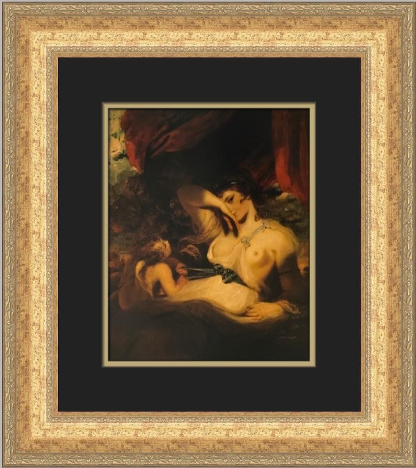 Joshua Reynolds Cupid Untying Venus's Girdle Custom Framed Art Print: Joshua Reynolds Cupid Untying Venus's Girdle Custom Framed Art Print This custom framed print titled "Cupid Untying Venus's Girdle" by artist Joshua Reynolds features a captivating portrayal of nude f