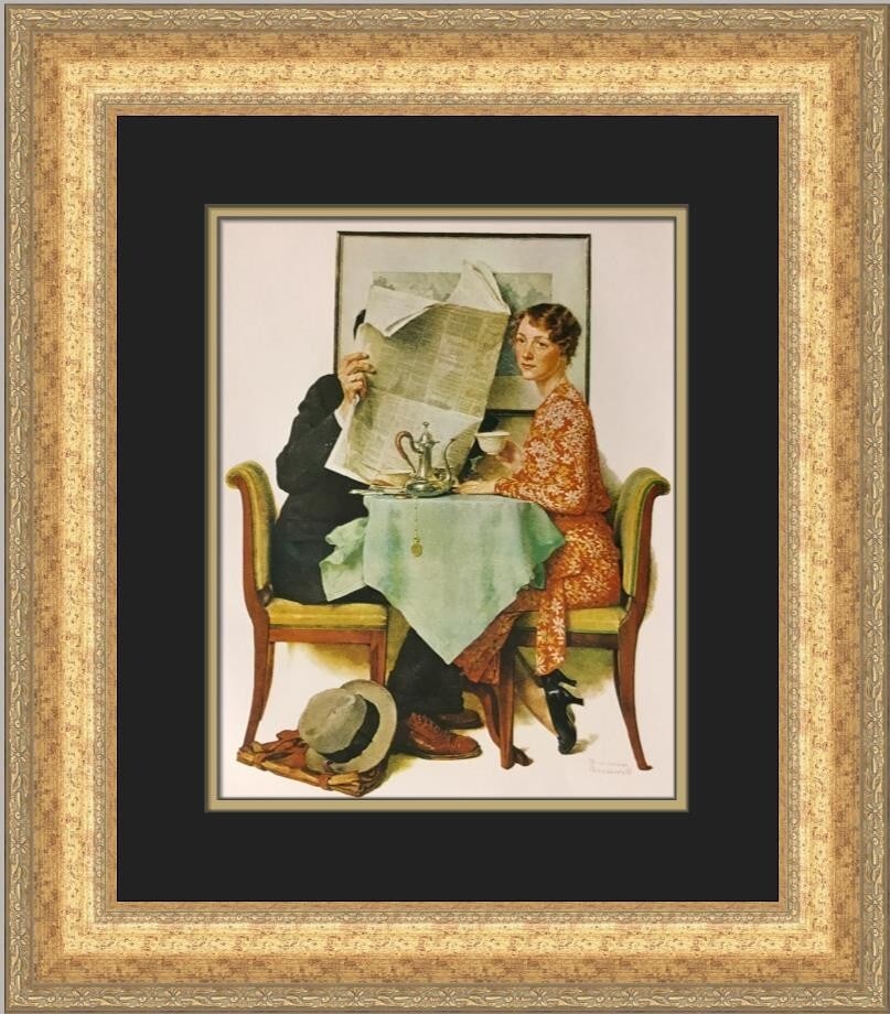 Norman Rockwell 1979 Breakfast Custom Framed Print Art (1 of 2)