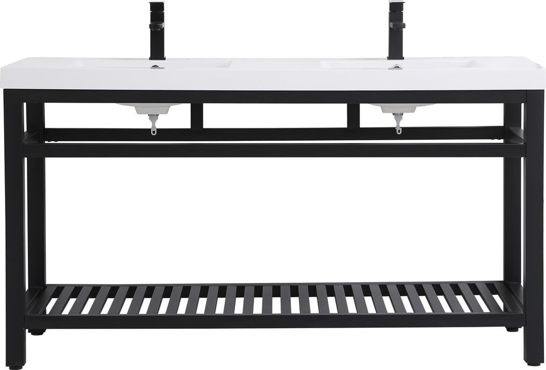 Elegant Lighting Modern Black Double Bathroom Vanity 60": Elegant Lighting Modern Black Double Bathroom Vanity 60" This modern black double vanity is a stylish and functional addition to any bathroom. With ample storage space and a sleek design, it enhances 