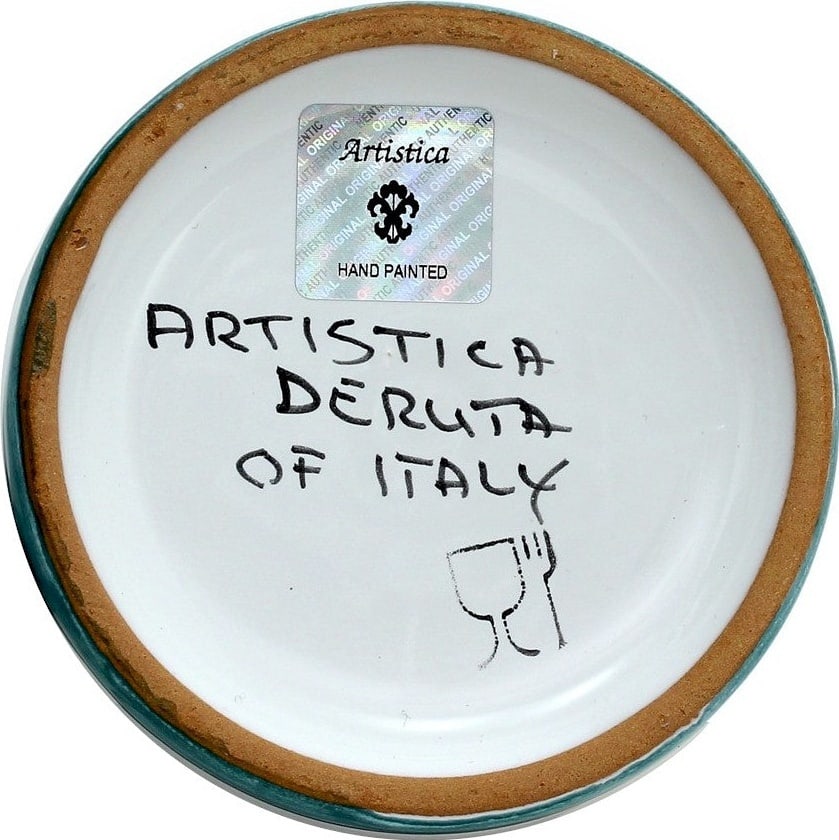 Handmade Deruta Italian Snack Tray Red Rooster Motif Six Compartments (1 of 4)