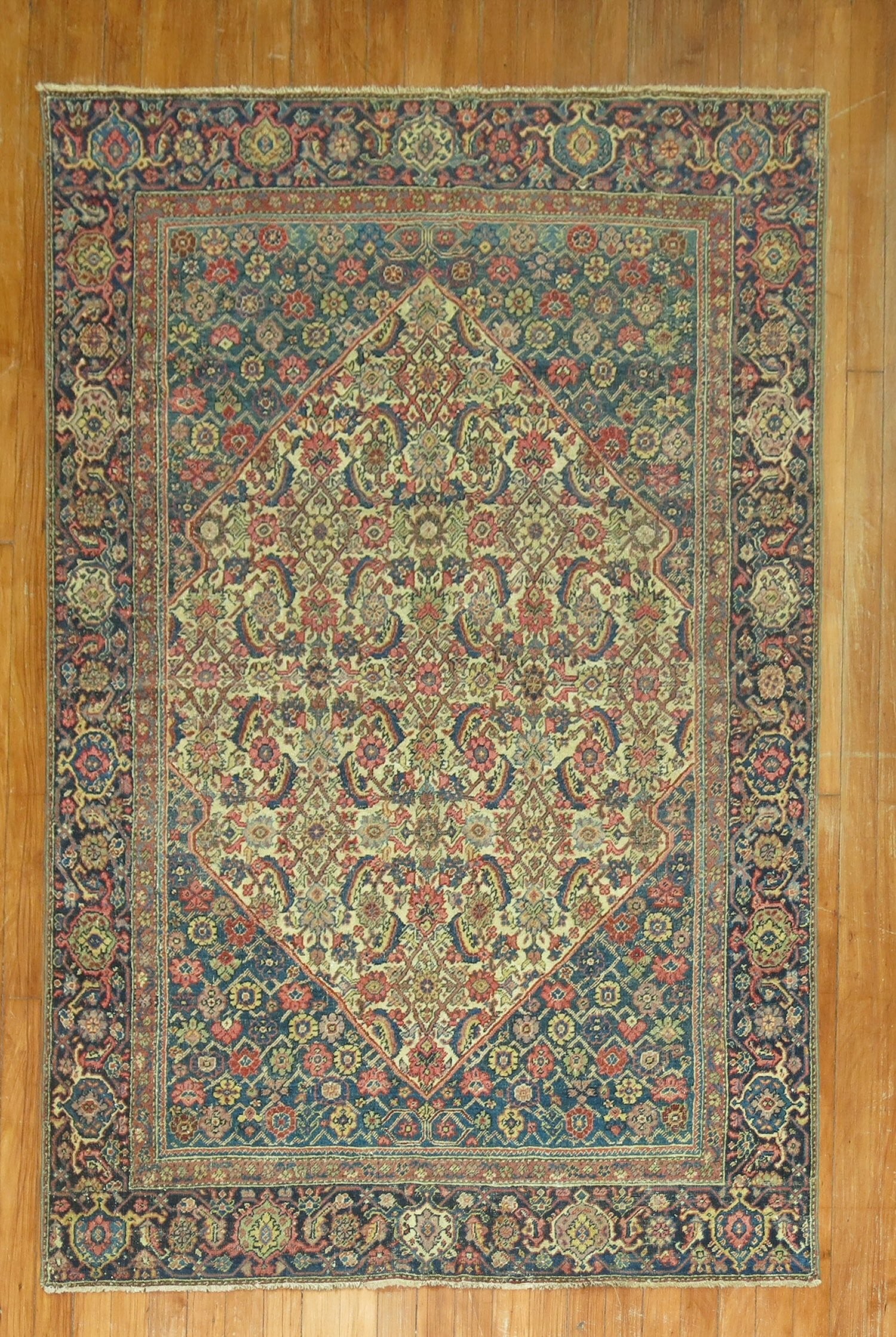 3' 11" x 6' Early 20th Century Persian Ferehan Accent Rug: 3' 11" x 6' Early 20th Century Persian Ferehan Accent Rug Early 20th century Persian Ferehan rug in an accent size. This pre-owned rug features the classic Fereghan type and presents an intricate patt