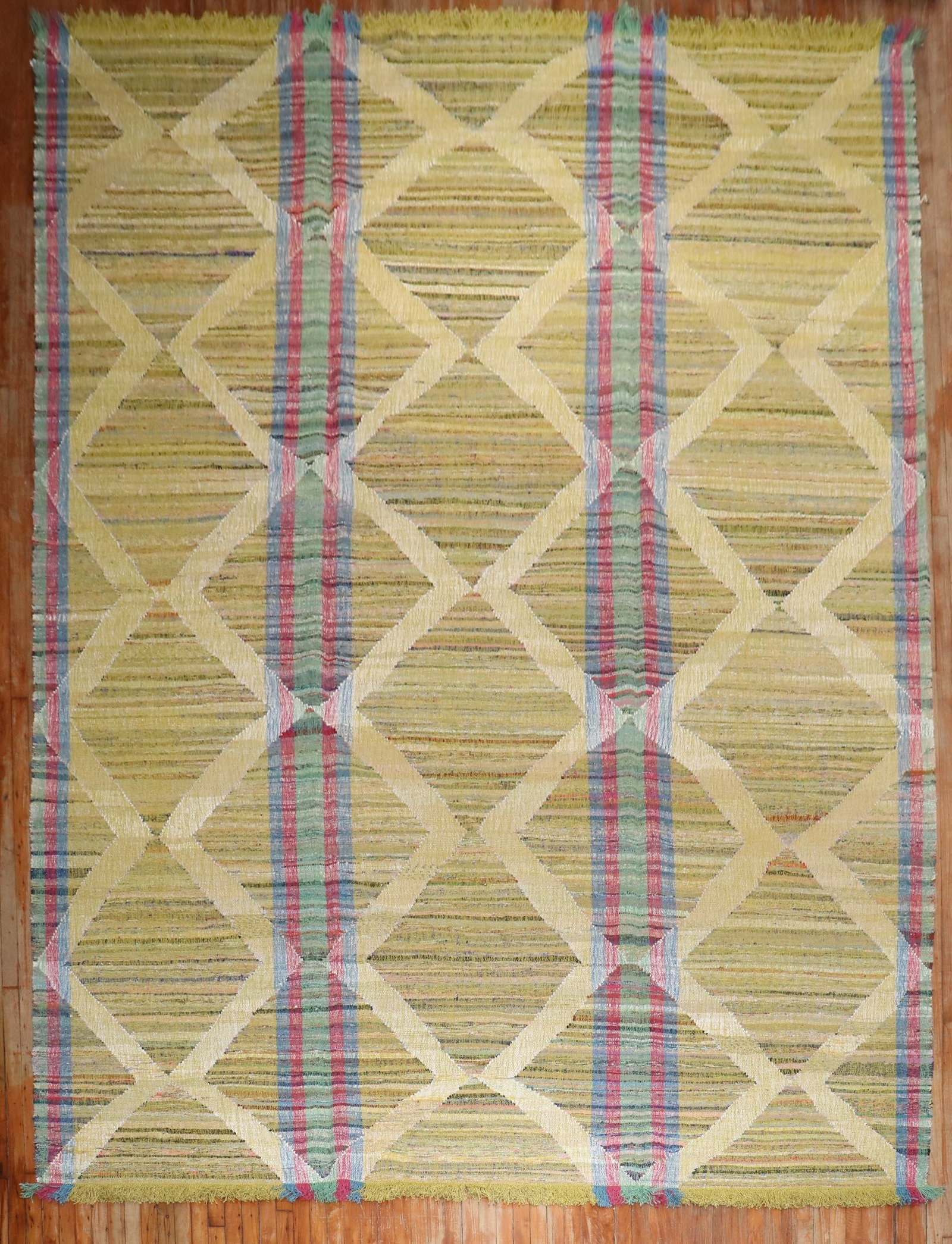 10' 2" x 14' 10" Handmade Turkish Kilim Cotton Wool Rug: 10' 2" x 14' 10" Handmade Turkish Kilim Cotton Wool Rug One-of-a-kind handmade Turkish kilim from the late 20th century, woven in cotton and wool with a whimsical geometric design. Pre-owned. Specific