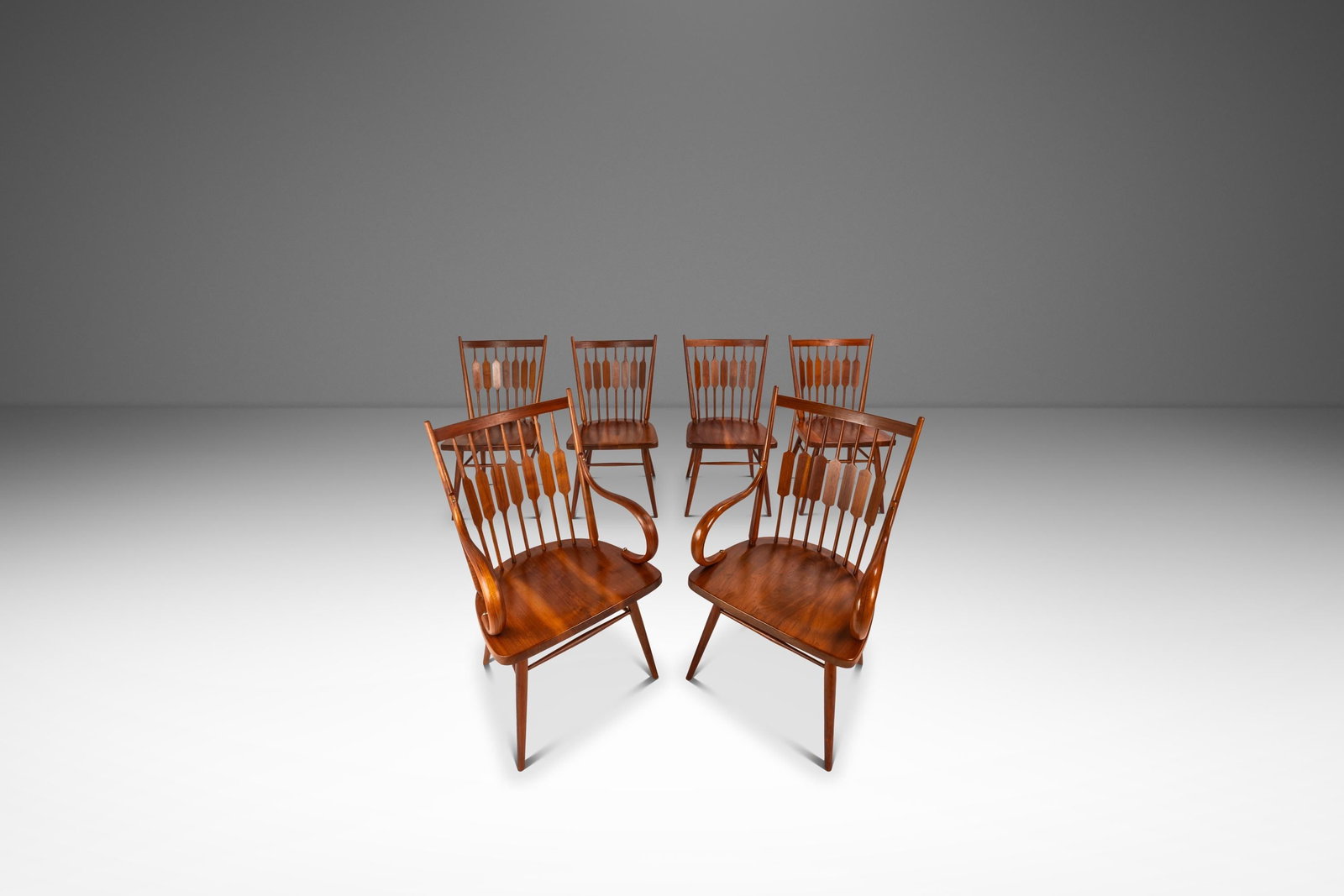 Six Walnut Windsor Centennial Dining Chairs by Kipp Stewart for Drexel 1960s (1 of 18)