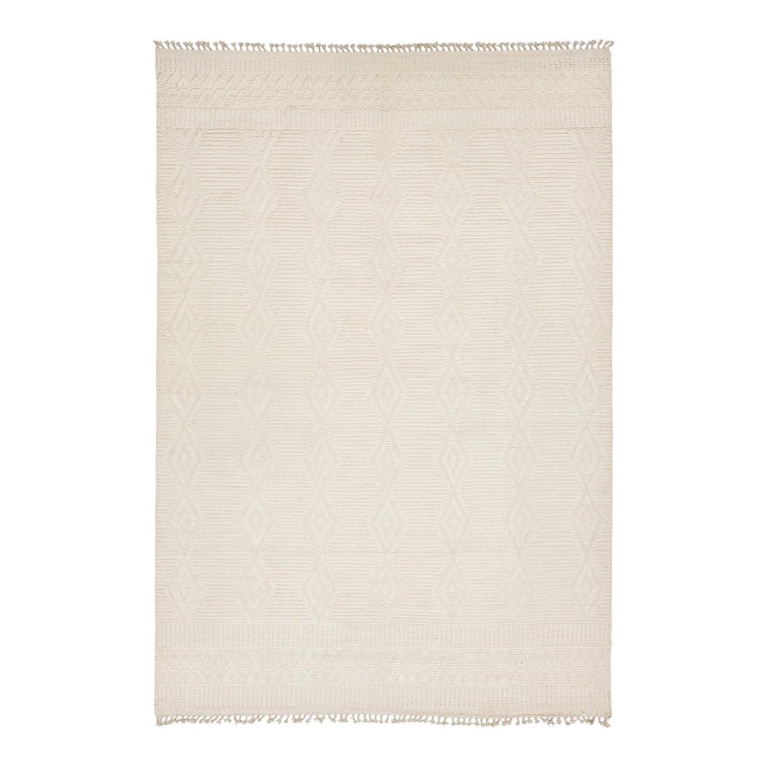 9'10" x 14'4" Handwoven Ivory Wool Area Rug Moroccan Trellis (1 of 10)