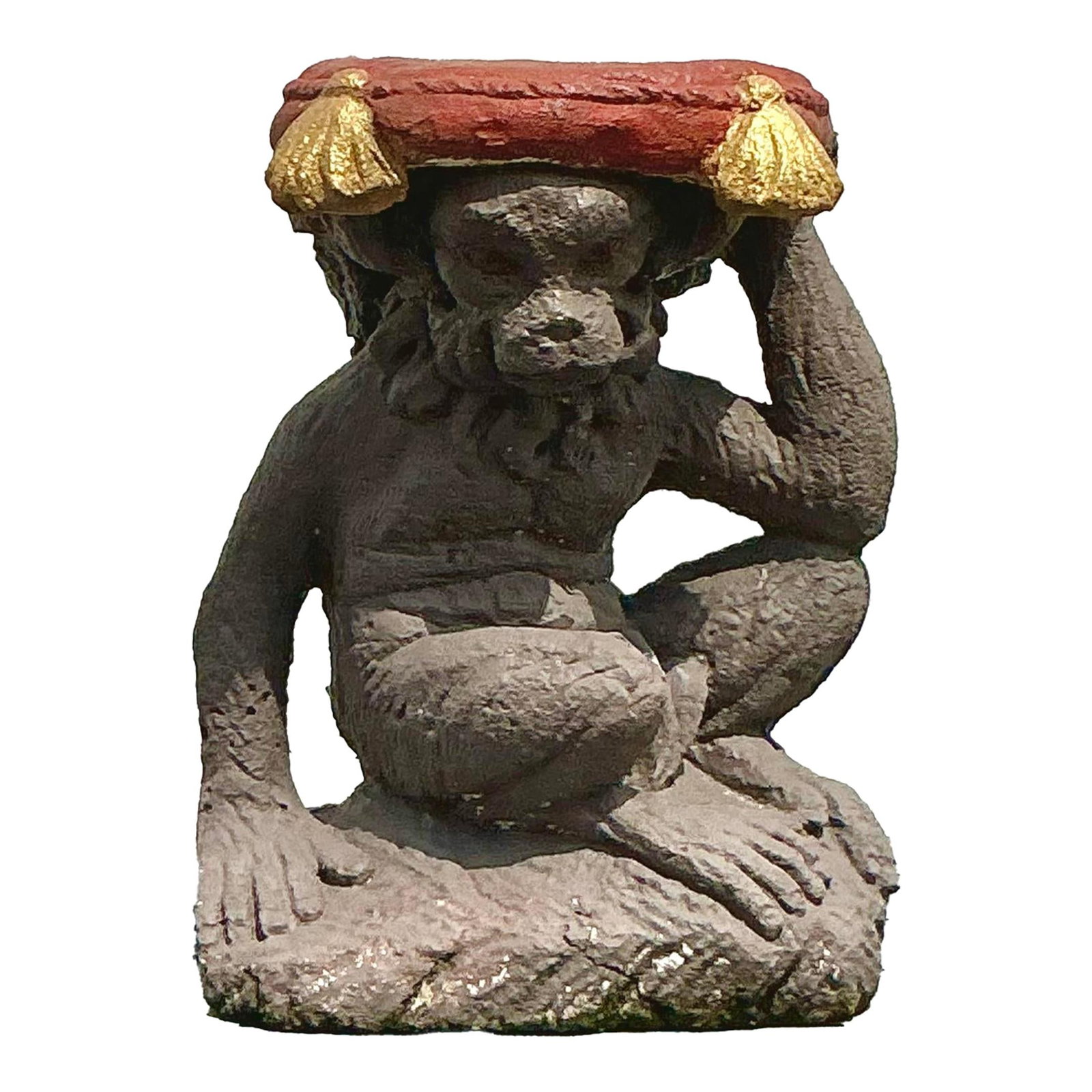 Vintage Boho Monkey Concrete Stool 19" Artistic Home Decor (1 of 7)