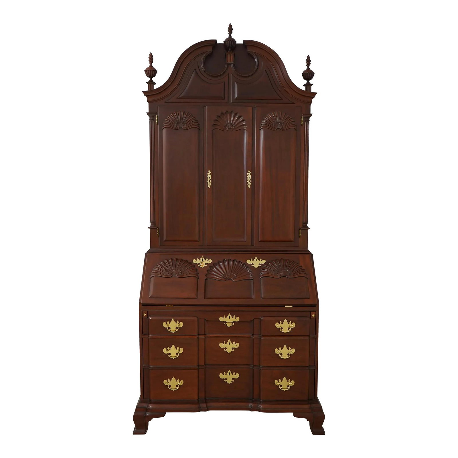 Kindel Winterthur Mahogany Updyke Secretary Desk with Brass Hardware: Kindel Winterthur Mahogany Updyke Secretary Desk with Brass Hardware This impressive Kindel Winterthur Mahogany Updyke Secretary Desk showcases exceptional craftsmanship and timeless elegance. With a 