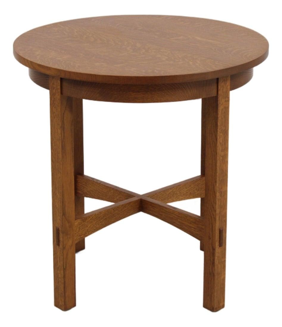 Stickley round oak lamp table Arts and Crafts style 26w x 26d x 26h (1 of 10)