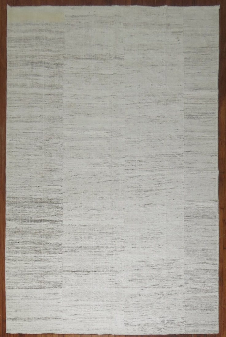 7' 2" x 10' 9" Gray White Turkish Kilim Rug (1 of 11)