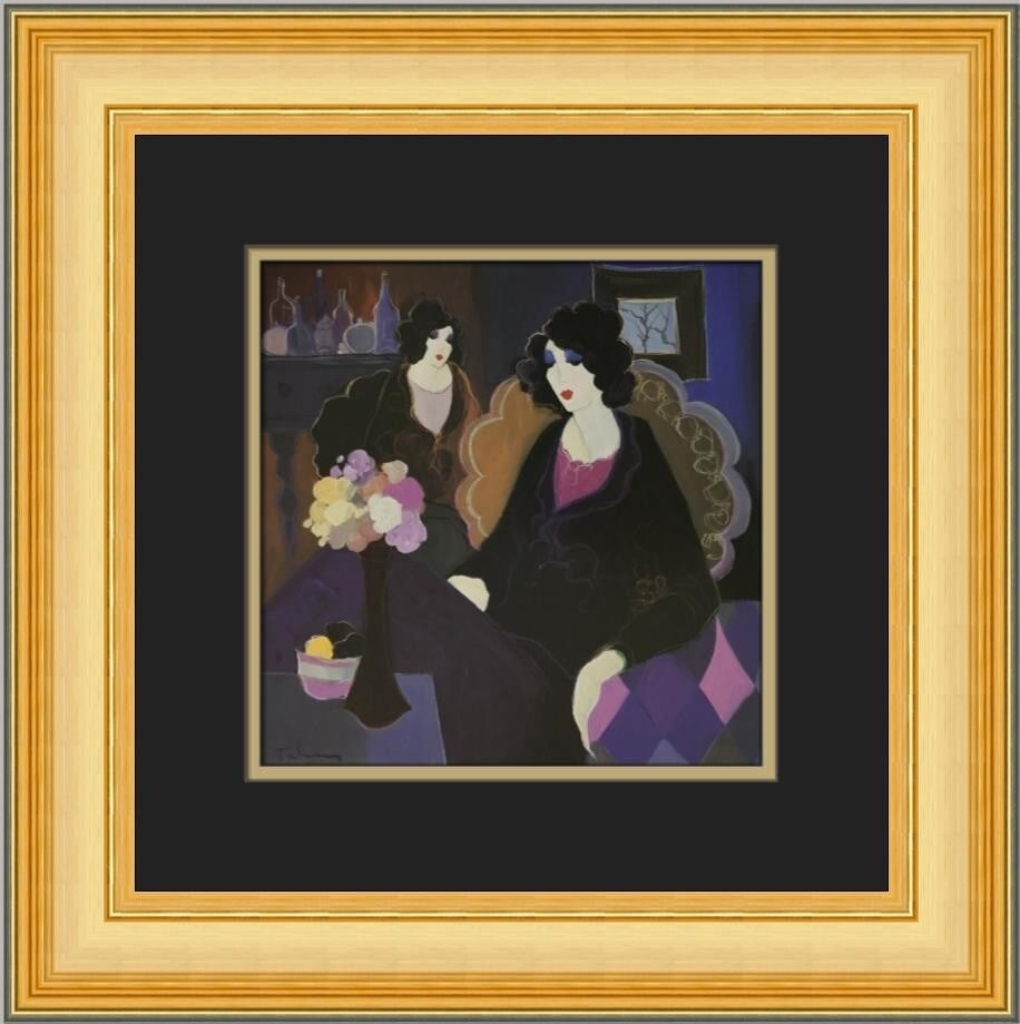 Itzchak Tarkay Sisters Custom Framed Art Print 16x16 1979: Itzchak Tarkay Sisters Custom Framed Art Print 16x16 1979 This stunning custom framed print titled "Sisters" by artist Itzchak Tarkay captures the essence of contemporary art. Produced in 1979, this m