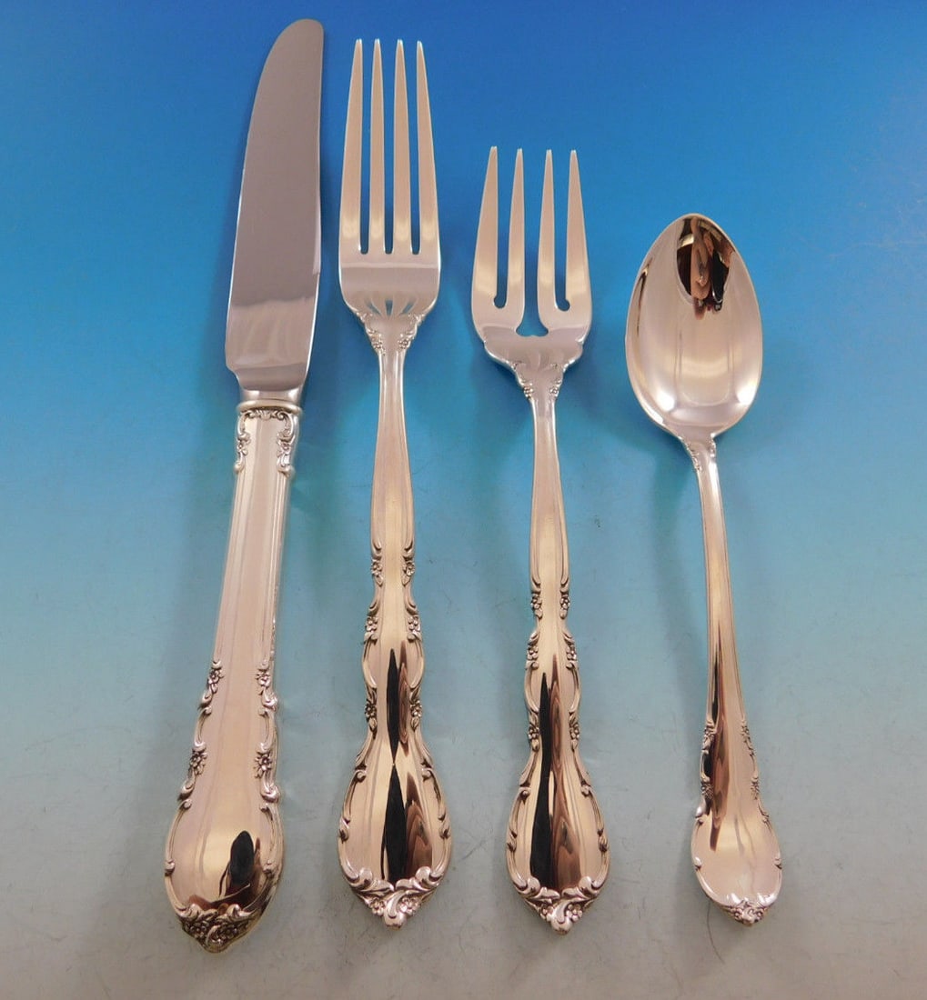 Lunt Mignonette Sterling Silver Flatware Set 26 Pieces for 6 with Storage Caddy: Lunt Mignonette Sterling Silver Flatware Set 26 Pieces for 6 with Storage Caddy Elevate your dining experience with this heirloom-quality Mignonette Sterling Silver Flatware Set by Lunt, designed for 