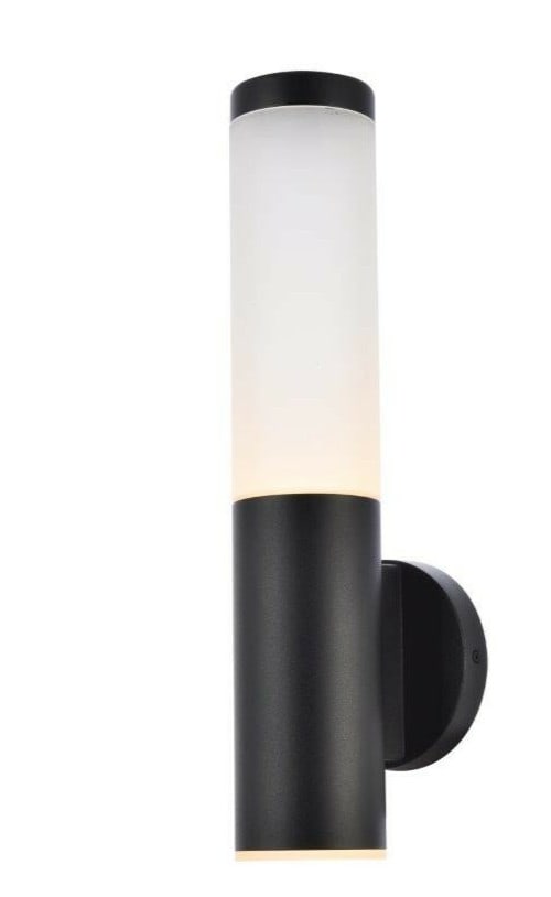 Living District Raine black outdoor LED wall sconce 16.3 in: Living District Raine black outdoor LED wall sconce 16.3 in Modern outdoor wall sconce in a black finish, designed for indoor or outdoor patio and porch use. It features integrated LED lighting with 2