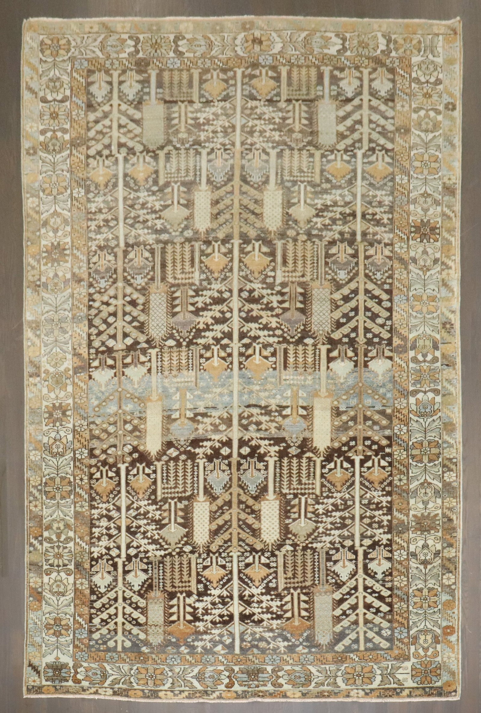 7' x 10' 1" Persian Bakhtiari Area Rug Willow Tree Motif: 7' x 10' 1" Persian Bakhtiari Area Rug Willow Tree Motif Early 20th century Persian Bakhtiari rug with an all-over willow tree motif in earth tones. This pre-owned rug presents a classic decorative de