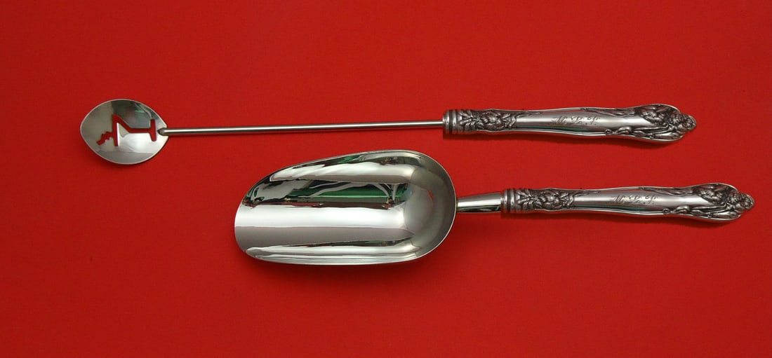 Stratford International Sterling Silver 2pc Bar Set Martini Spoon Ice Scoop (1 of 1)
