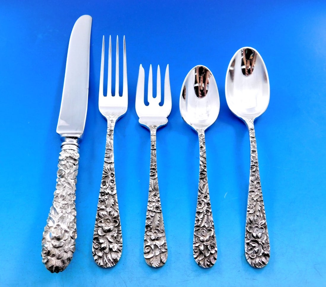 40 Piece Sterling Flatware Service for 8 Stieff Princess Repousse (1 of 6)