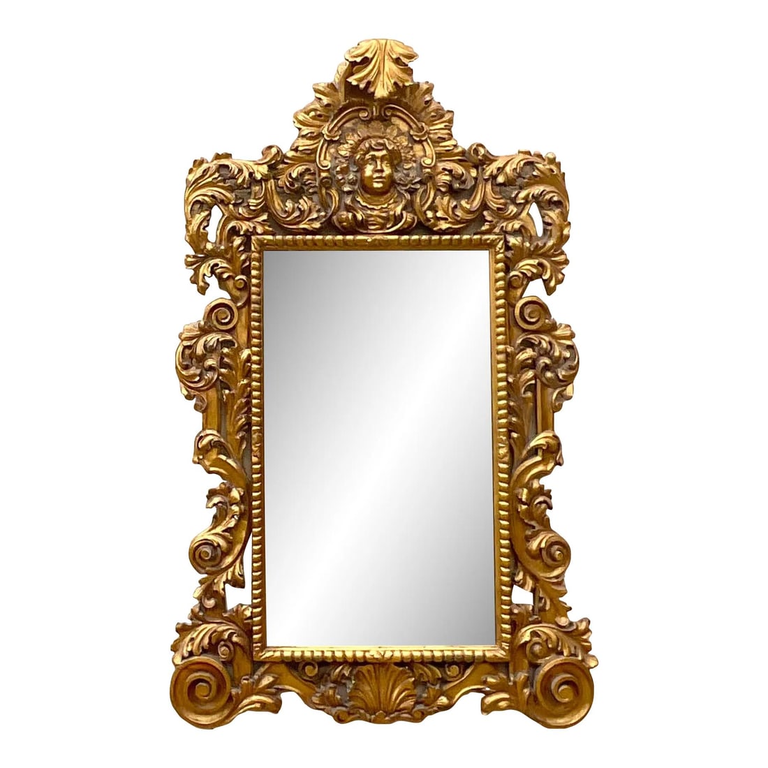 Vintage Boho Monumental Carved Gilt Mirror 50x79 Gold Decor (1 of 6)