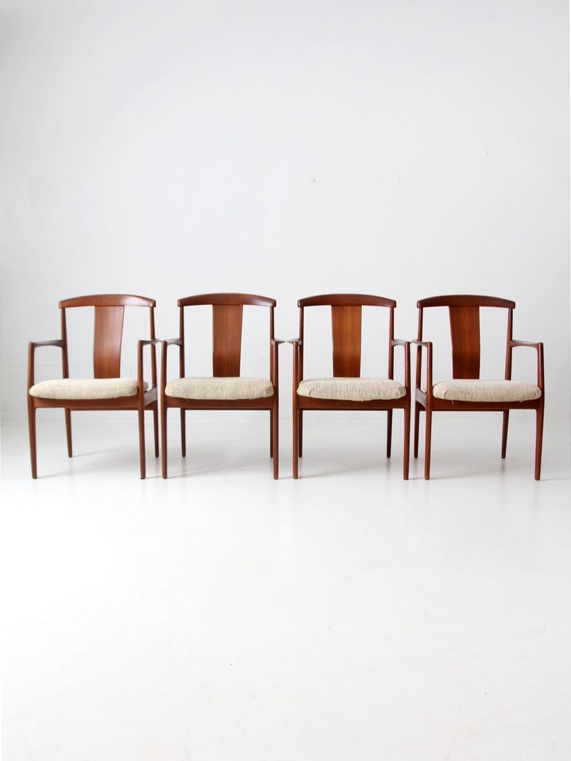 1960s Folke Ohlsson Teak Dining Chairs Set of Four by Dux: 1960s Folke Ohlsson Teak Dining Chairs Set of Four by Dux Discover this elegant set of four dining chairs designed by Folke Ohlsson for Dux, dating back to the 1960s. Crafted from stunning teak, these
