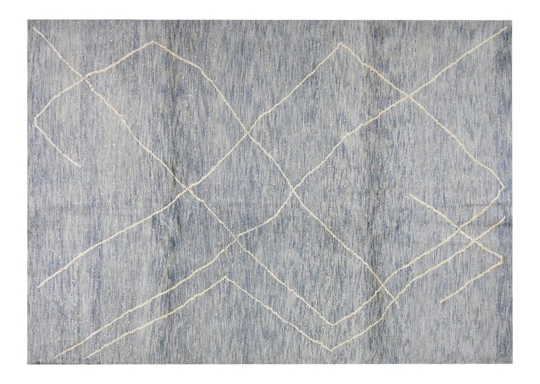 6'7"x9'3" Moroccan Beni Ourain Wool Rug Hand Knotted Gray: 6'7"x9'3" Moroccan Beni Ourain Wool Rug Hand Knotted Gray This Moroccan Beni Ourain rug is hand knotted from organic wool in natural gray tones, offering a contemporary style and a soft texture. It is