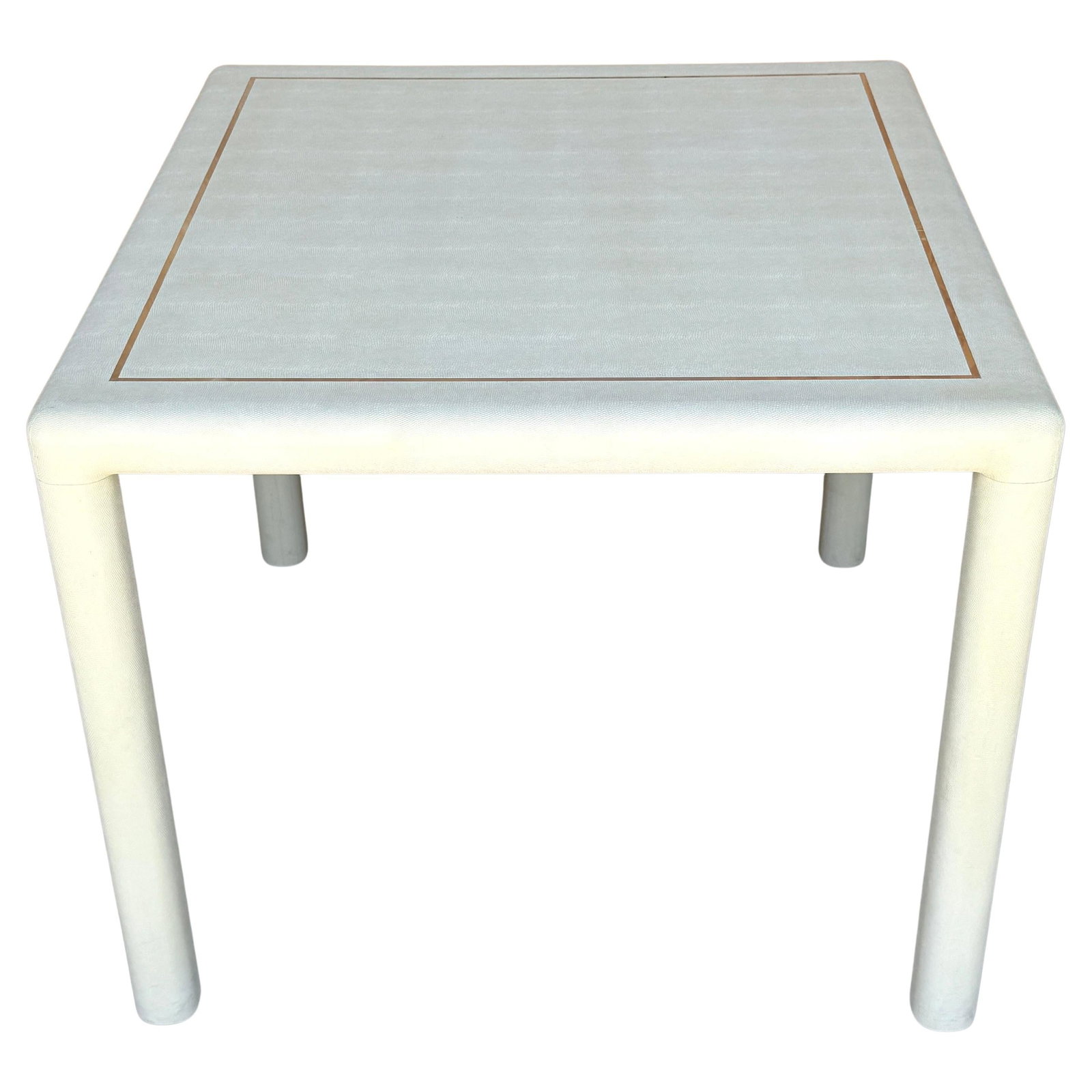 Karl Springer Attributed White Lizard Leather Chrome Games Table: Karl Springer Attributed White Lizard Leather Chrome Games Table Experience the elegance of this White Lizard Leather and Chrome Parsons Games Table, attributed to the esteemed designer Karl Springer.