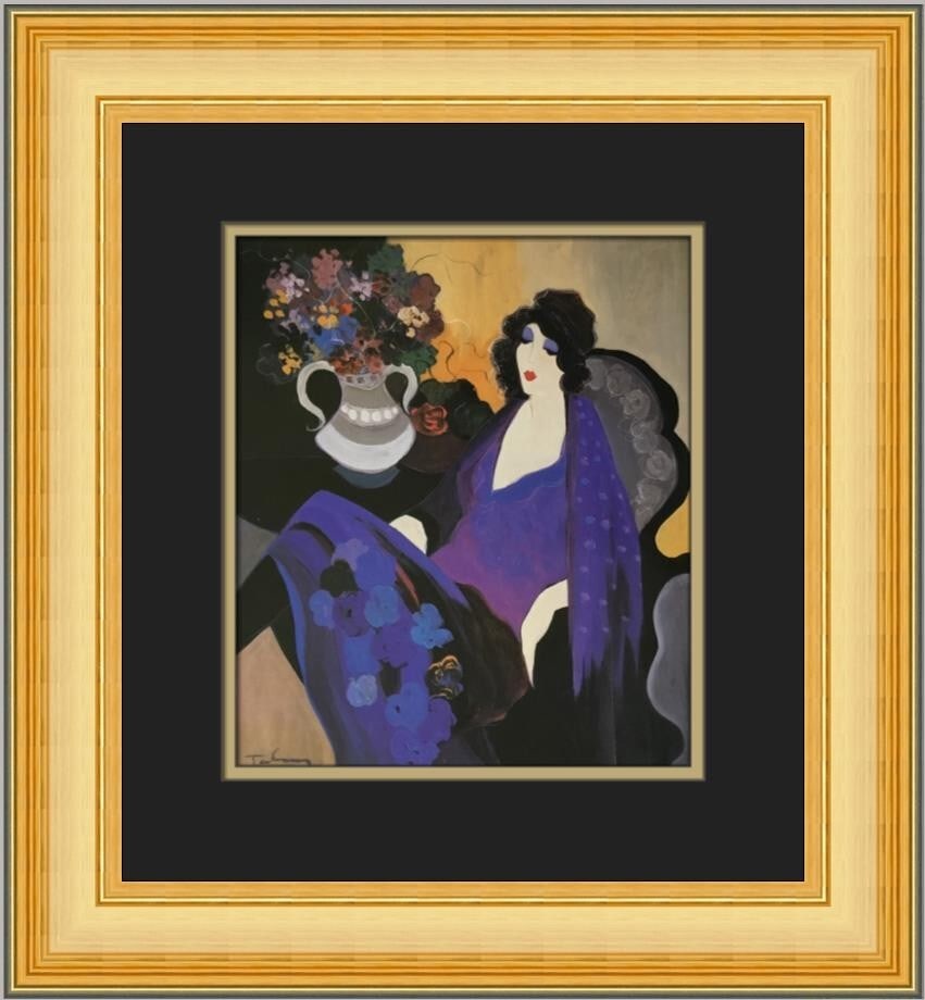 Itzchak Tarkay Special Nite Custom Framed Print 17 x 16 in Contemporary Art: Itzchak Tarkay Special Nite Custom Framed Print 17 x 16 in Contemporary Art This Itzchak Tarkay print titled "Special Nite" is a captivating piece of contemporary art created in 1979. The print featur