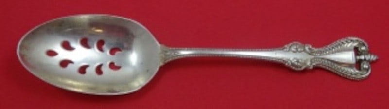 Towle Old Colonial Sterling Silver 9 Hole Pierced Serving Spoon 8 3/8": Towle Old Colonial Sterling Silver 9 Hole Pierced Serving Spoon 8 3/8" This is an Old Colonial by Towle sterling silver pierced serving spoon with the original 9-hole piercing design. It is not monogr