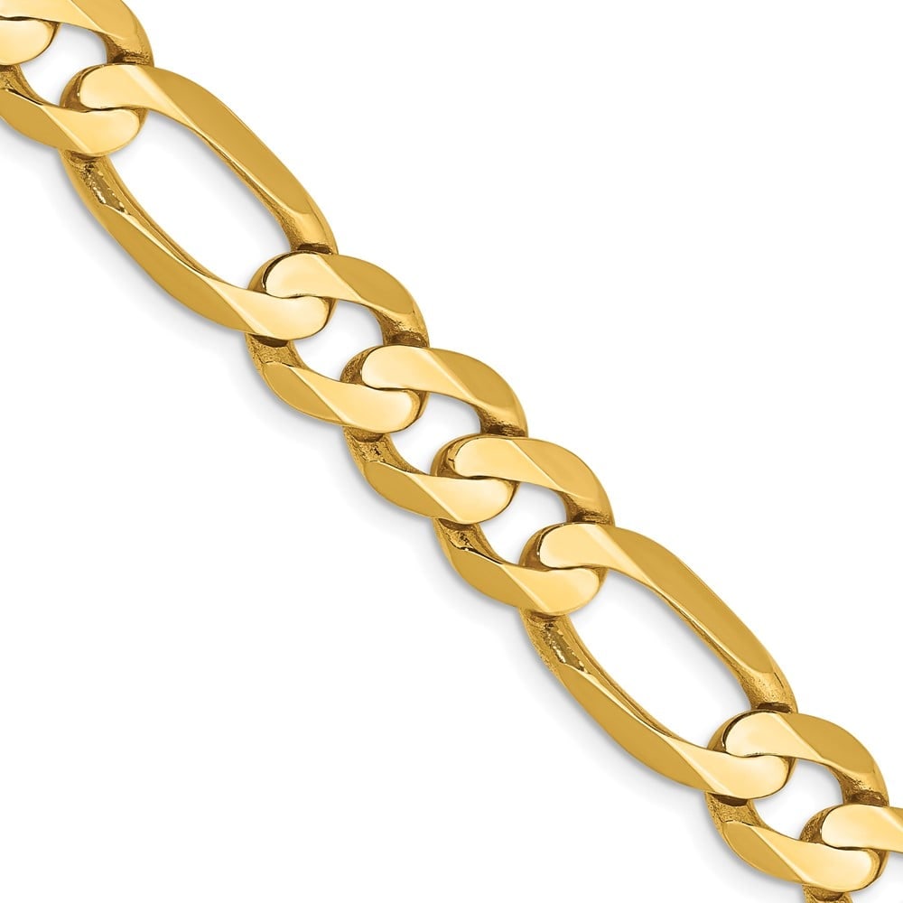 14k 8.75mm Concave Open Figaro Chain: 14k 8.75mm Concave Open Figaro Chain 14K 28 inch 8.75mm Concave Open Figaro with Lobster Clasp Chain Metal: 14k Yellow Gold Weight: 66.3 grams Length: 28" Width: 8.75" This item may take 2-5 weeks for