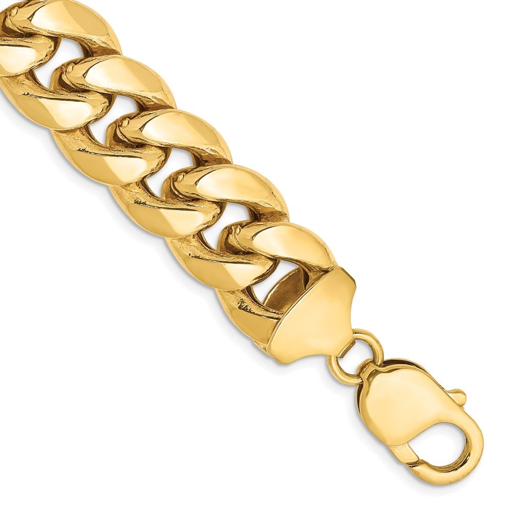 14k 13.2mm Semi-Solid Miami Cuban Chain: 14k 13.2mm Semi-Solid Miami Cuban Chain 14K 8 inch 13.2mm Semi-Solid Miami Cuban with Lobster Clasp Bracelet Metal: 14k Yellow Gold Weight: 36.84 grams Length: 8" Width: 13.2" This item may take 2-5 w