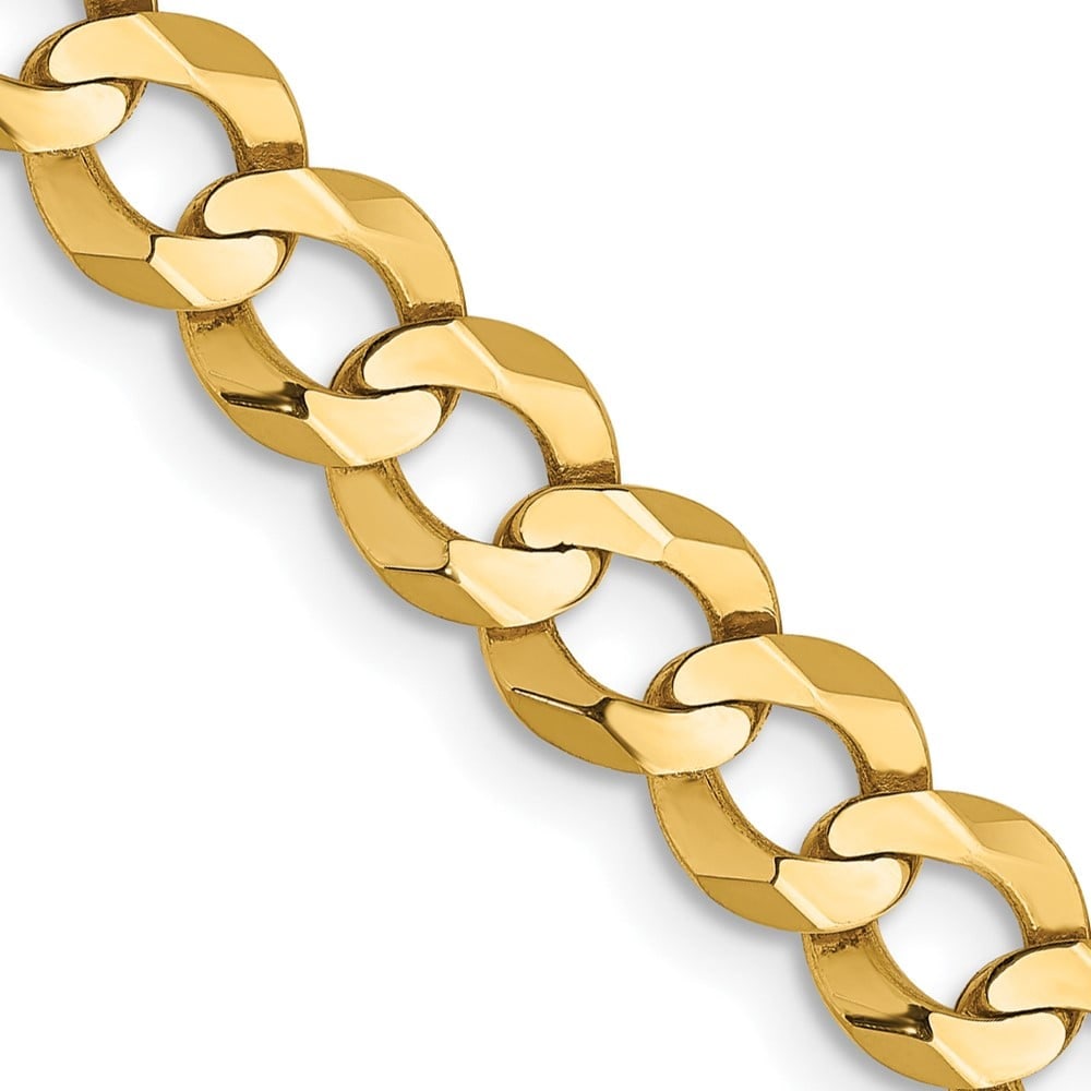 14k 5.9mm Lightweight Flat Cuban Chain: 14k 5.9mm Lightweight Flat Cuban Chain 14K 20 inch 5.9mm Lightweight Flat Cuban with Lobster Clasp Chain Metal: 14k Yellow Gold Weight: 16.75 grams Length: 20" Width: 5.9" This item may take 2-5 weeks