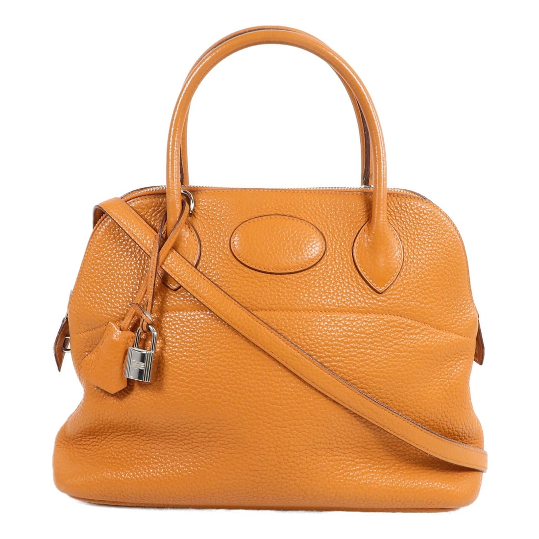 Hermes Bolide 31 Clemence Calfskin 2 Way Bag Orange PHW: Hermes Bolide 31 Clemence Calfskin 2 Way Bag Orange PHW Hermes Bolide 31 medium 2-way shoulder bag in orange Taurillon Clemence and calfskin. This women's bag is made in France and includes a shoulder