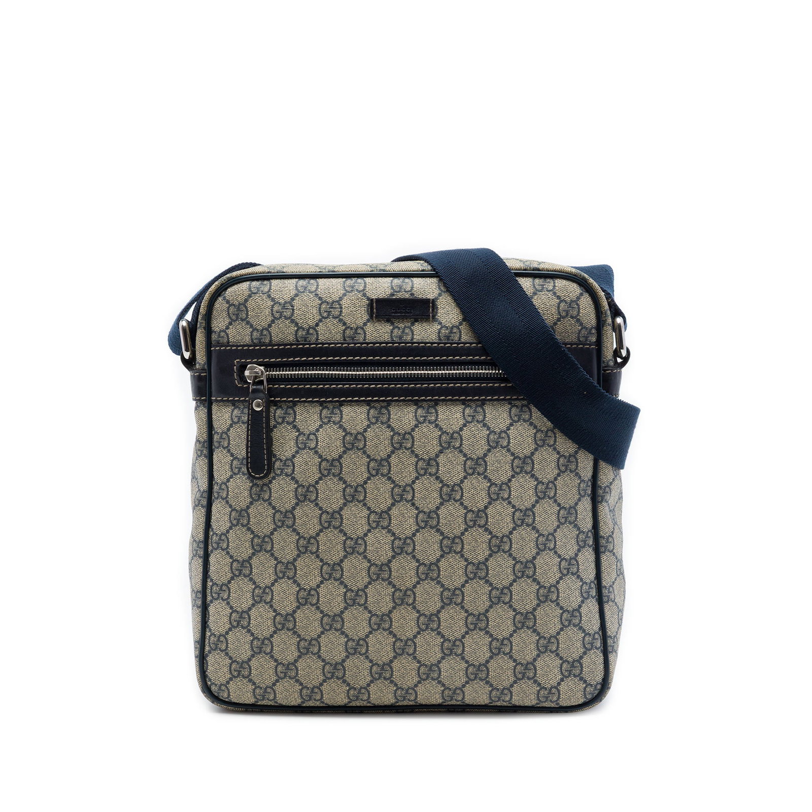 Gucci GG Supreme coated canvas crossbody bag beige: Gucci GG Supreme coated canvas crossbody bag beige Gucci GG Supreme crossbody bag in beige with a coated canvas body and leather trim. The design includes an adjustable flat strap, top zip closure, ex