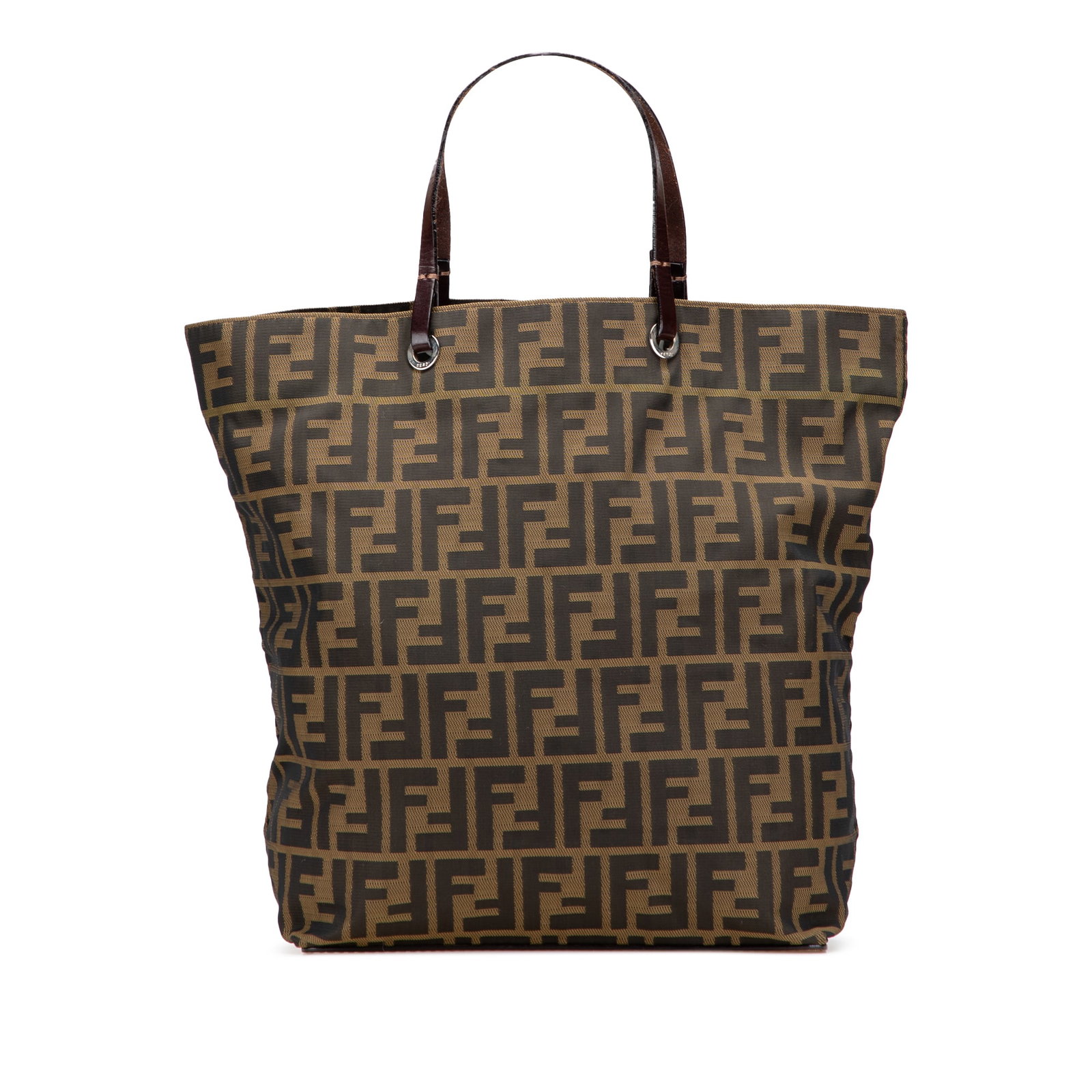 Fendi Zucca Canvas Tote Brown Fabric Bag Italy: Fendi Zucca Canvas Tote Brown Fabric Bag Italy This Fendi Zucca Canvas Tote is a stylish and versatile accessory featuring a durable canvas body paired with flat leather handles for comfortable carryi
