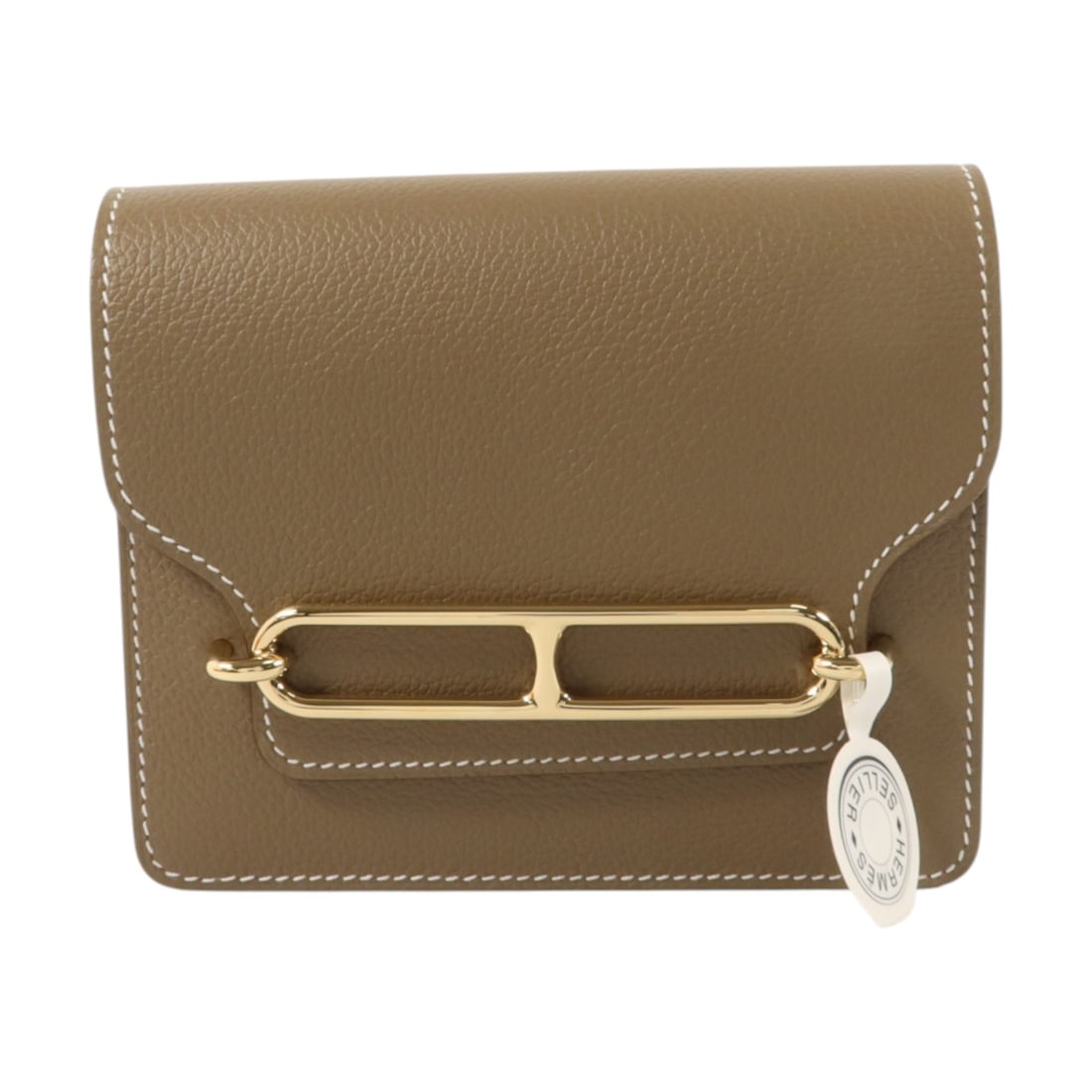Hermes Roulis Slim Clutch Evercolor Calfskin Etoupe Gray: Hermes Roulis Slim Clutch Evercolor Calfskin Etoupe Gray Hermes Roulis Slim pouch clutch in Etoupe Evercolor leather with gold-tone hardware. This women's clutch features a flap design and an interior