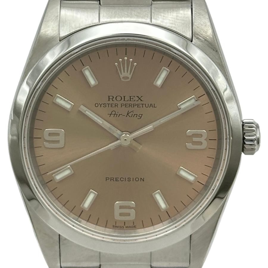Rolex 14000M Air-King mens automatic watch brown dial steel: Rolex 14000M Air-King mens automatic watch brown dial steel Pre-owned Rolex Air-King 14000M men's wristwatch with a brown dial, stainless steel construction, and automatic movement. This Swiss-made wa