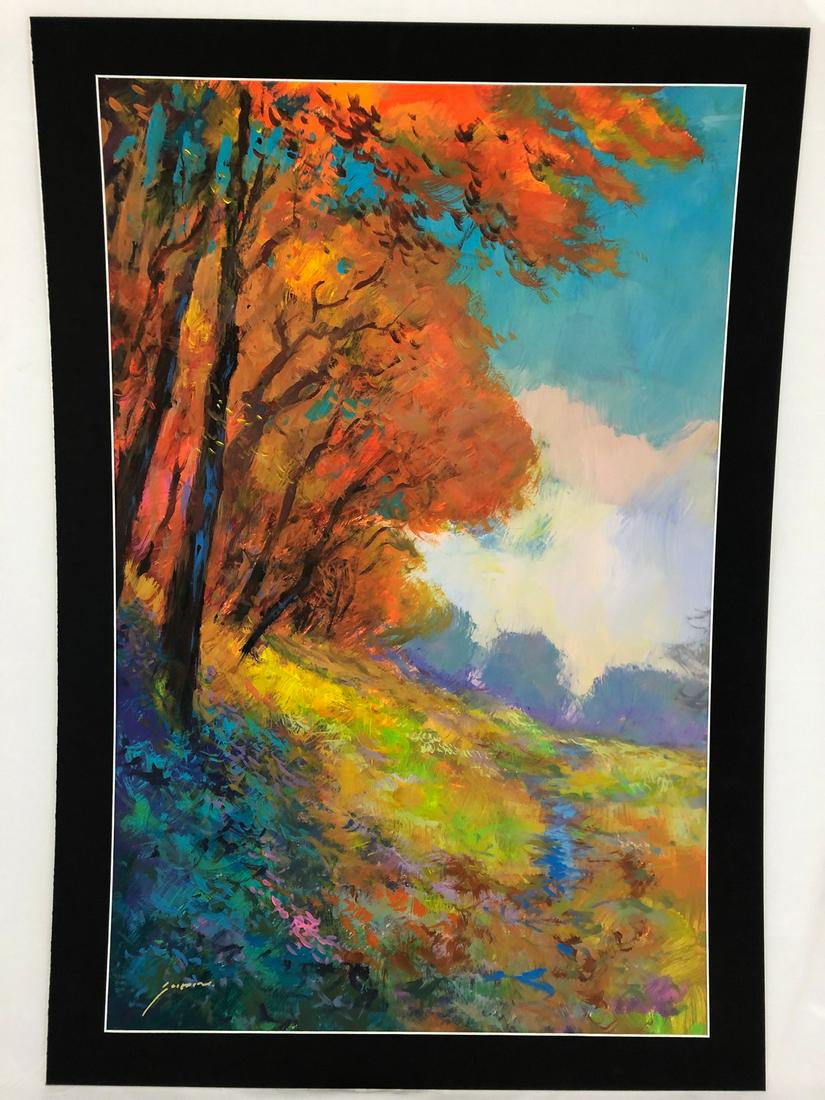 Michael Schofield Original Watercolor: Michael Schofield original watercolor on paper, signed in lower left hand corner. Schofield born in 1947 grew up in Oakland, CA. is known for his landscape paintings. Image size: 24" wide by 36" high.