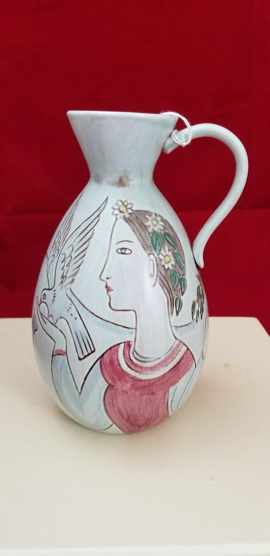 Rorstrand Carl Harry Stalhane Pitcher: Vintage Stalhane Hand painted Pitcher, marked on base with orig label 8.5 inches tall x 5 dia