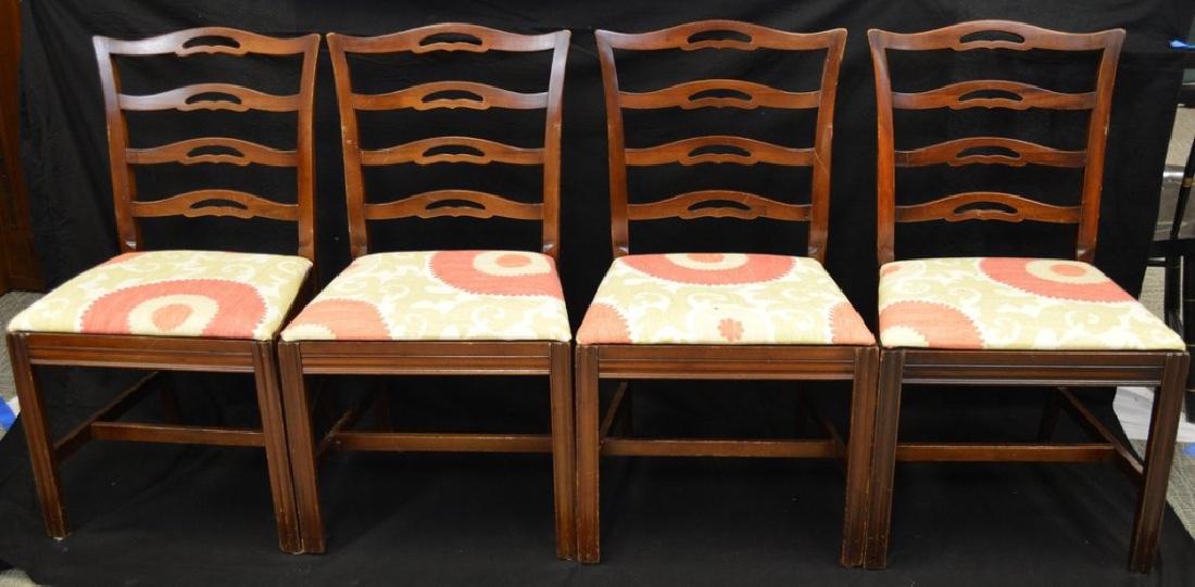 Four George III Mahogany Ladder Back Dining Chairs (1 of 8)