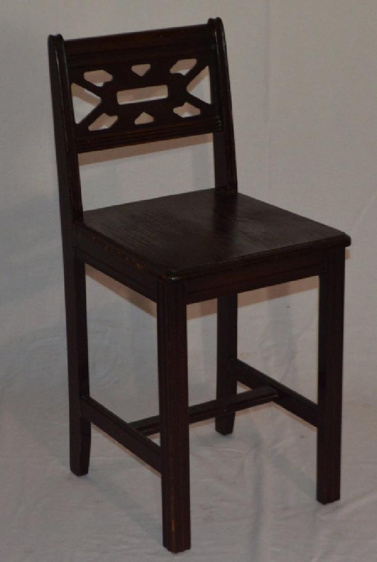 Eastlake Style Walnut Child's Hall Chair: An Eastlake style walnut child's hall chair with Marlborough legs. Property of Walter Wagner