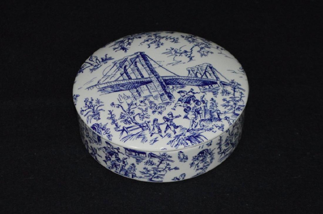Tiffany & Co. Brooklyn Bridge Porcelain Box: Blue and white New York Toile Pattern Property of Walter Wagner
