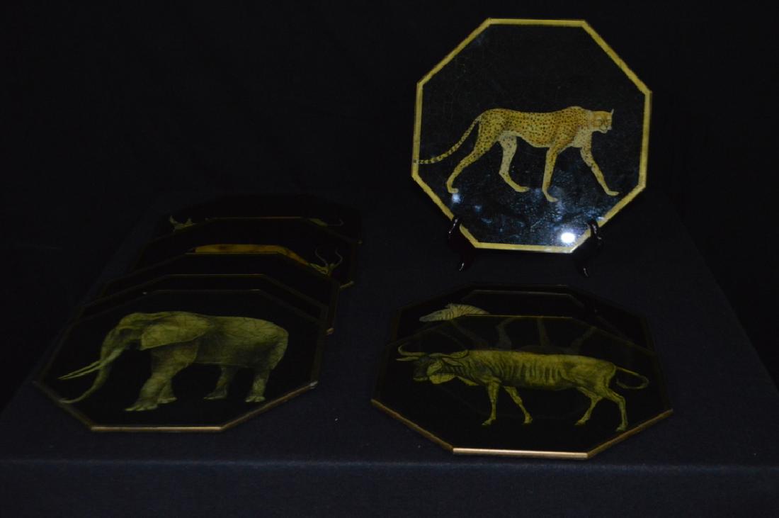 Set of Eight African Theme Glass Place Mats (1 of 4)