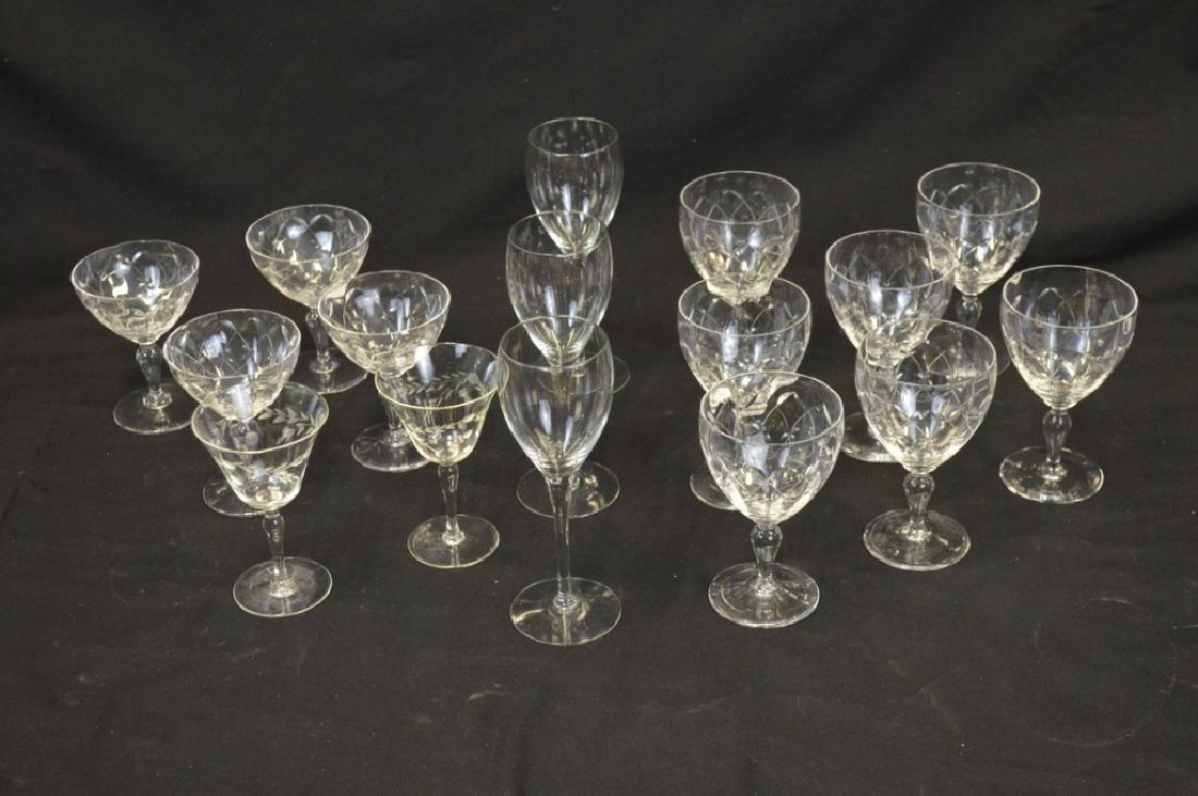 Collection of Stemware: Sixteen items including: seven red wine glasses, four champagne glasses, three white wine glasses and two champagne glasses.