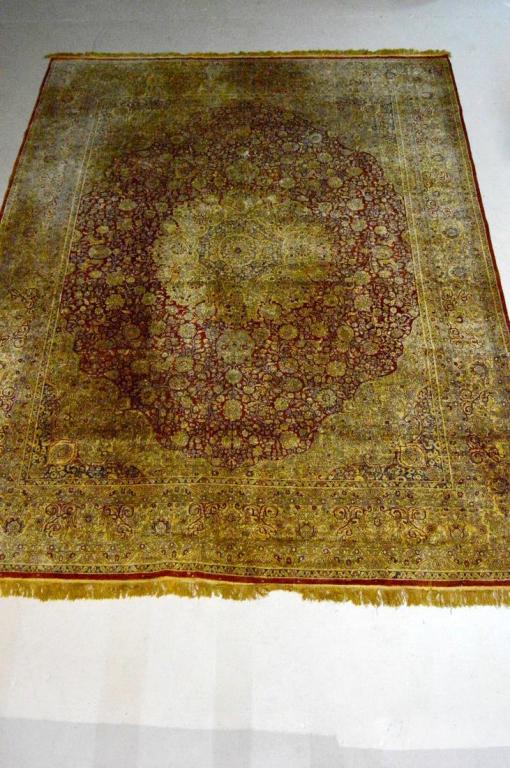 Hand-Knotted Persian Kashan Silk Rug 12' x 9' (1 of 6)
