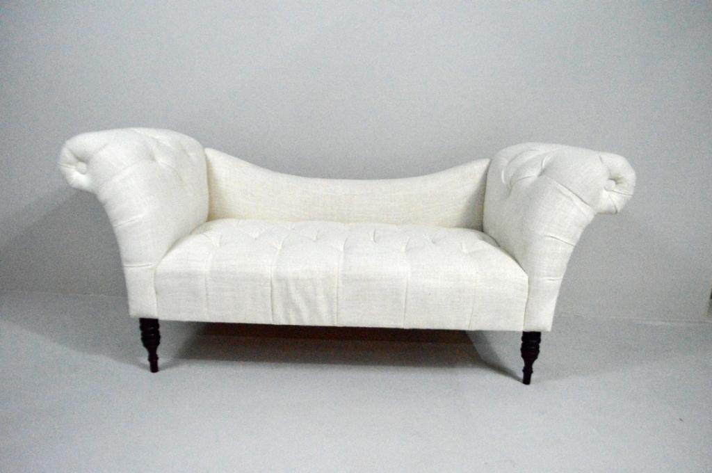 White Linen Upholstered Winged Sofa (1 of 4)