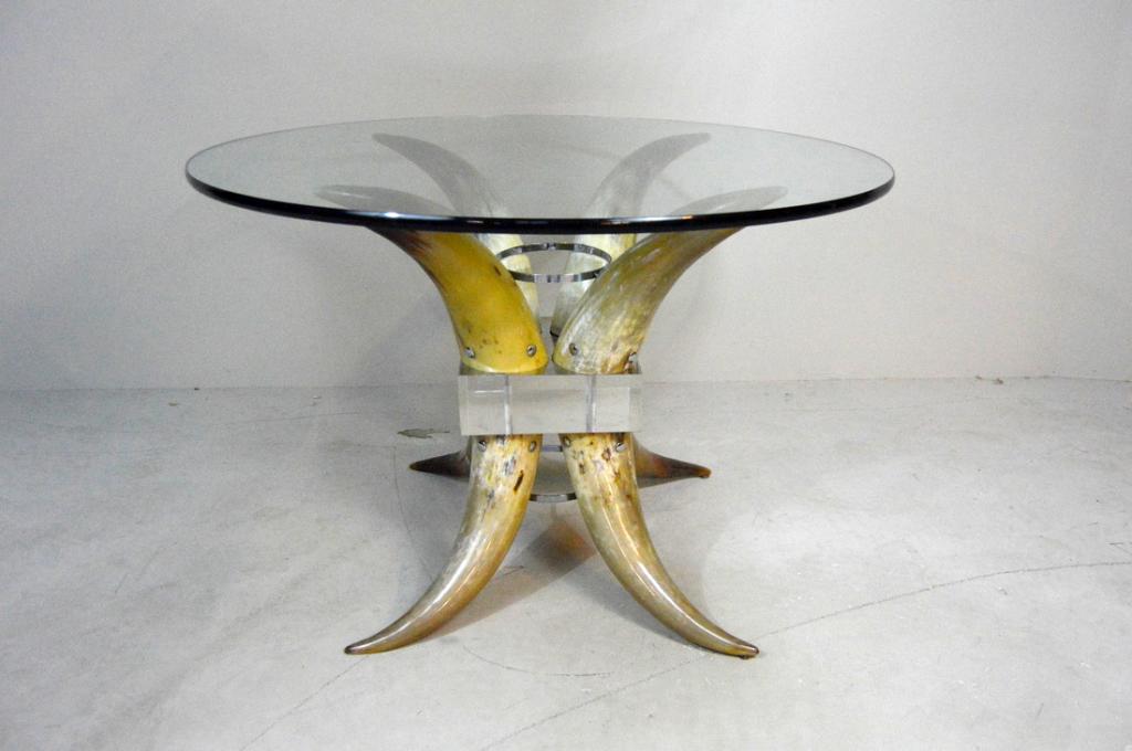 Lorin Marsh Horn and Lucite Glass Top Center Table (1 of 4)
