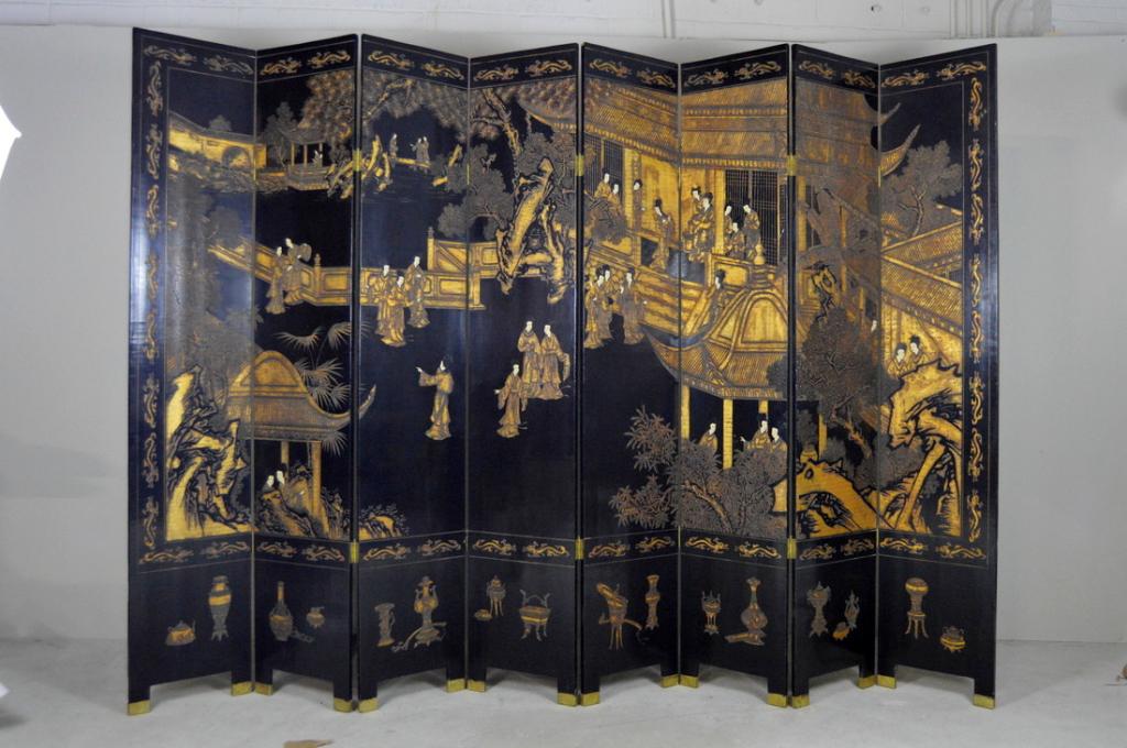 Chinese Eight-Panel Coromandel Lacquer Screen (1 of 19)