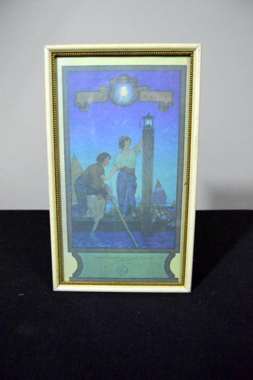 Maxfield Parrish (1870-1966), Venetian Lamplighter: From Indianapolis Electric Supply Edison Mazda Calendar Cover. Frame:14.5 x 8.25 in.
