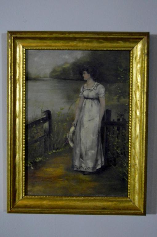 Cabinet Painting of a Woman Before a Lake (1 of 4)