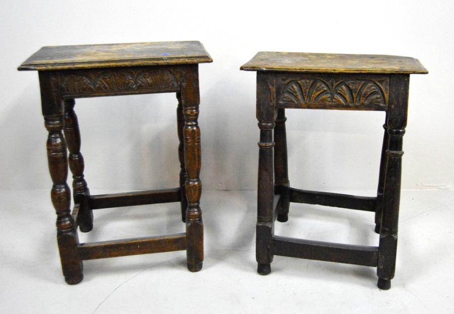 Near Pair of  English Oak Joint  Stools, 18th c. (1 of 14)