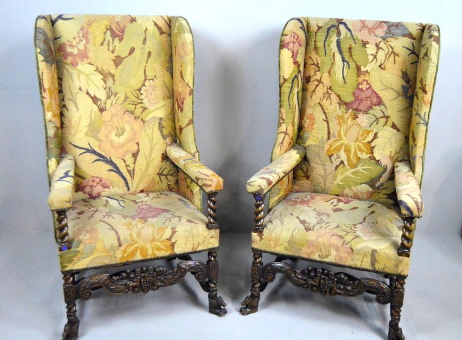 Pair of Continental Baroque Style Library Chairs (1 of 14)